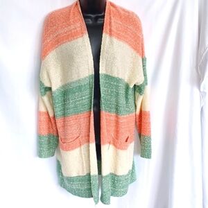 Entro striped cardigan, Coral, Cream, Green